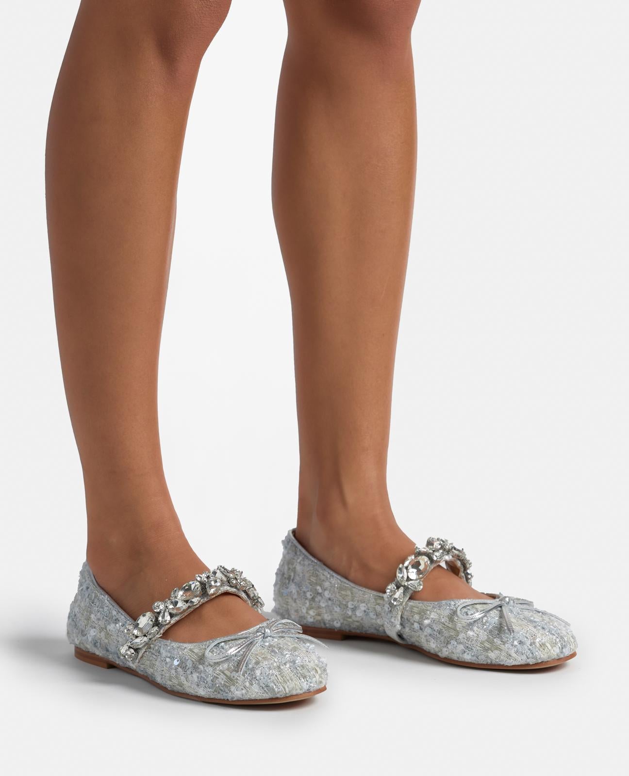 alma-en-pena-tweed-ballerina-silber-mit-strass image 6