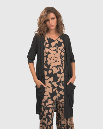 alembika-mini-rib-long-cardigan-black-damen-strickjacke image 2