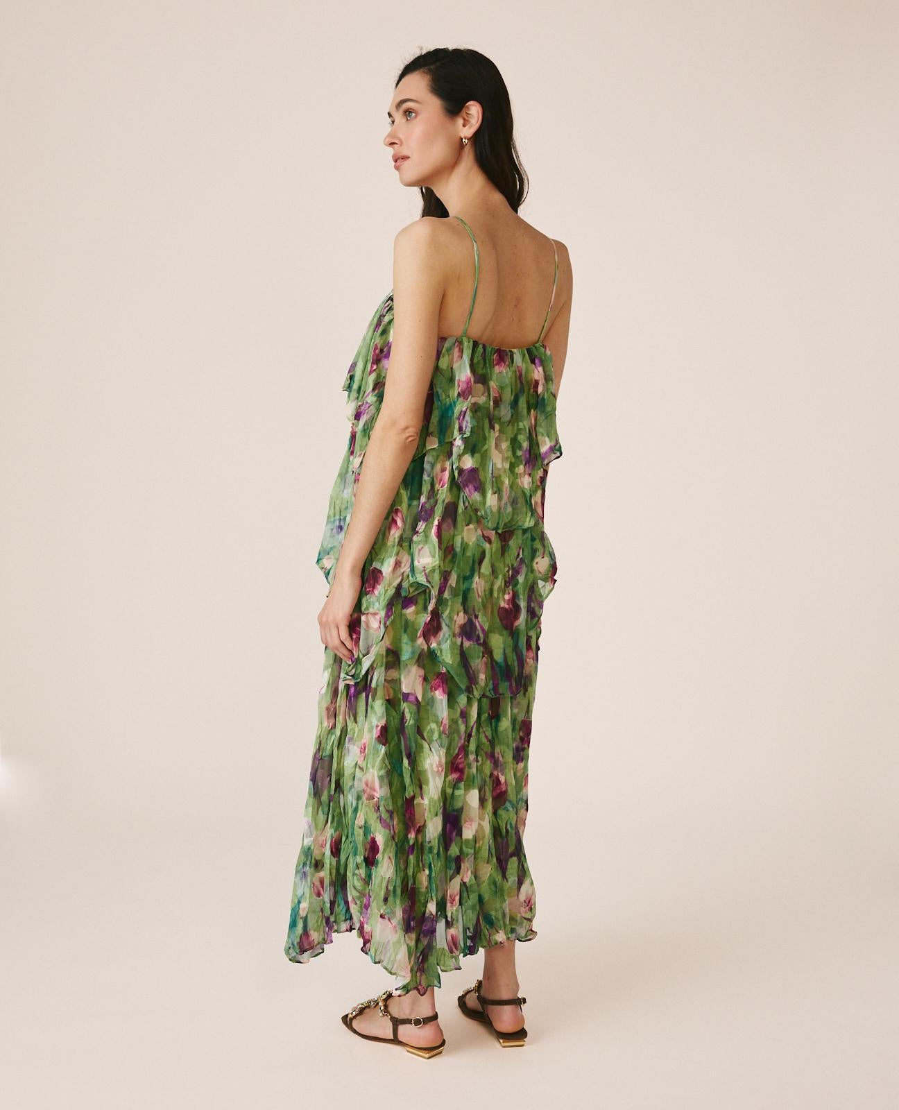 alma-en-pena-floral-chiffon-dress-midi-kleid-mit-r-schen-gr-n image 7
