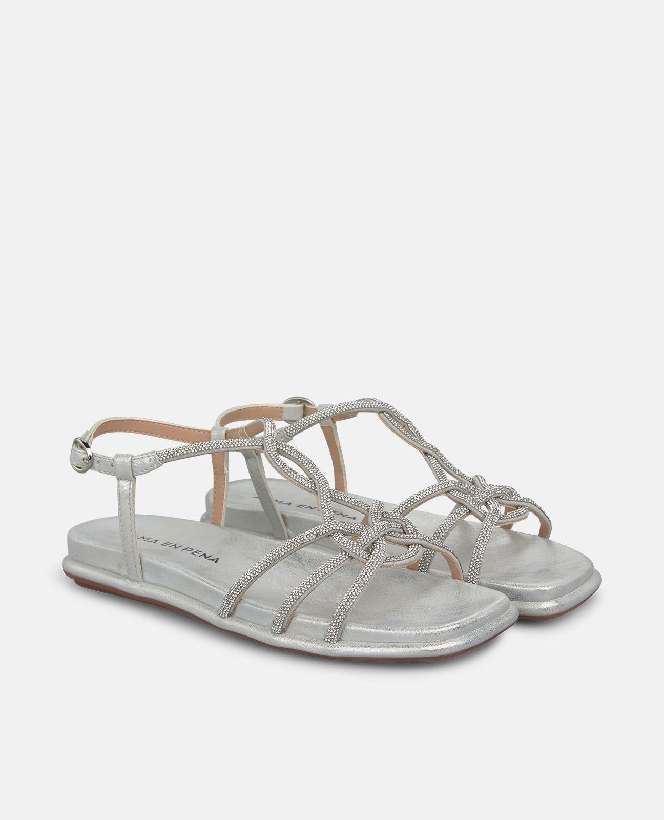 alma-en-pena-flat-sandals-damen-silber-metallic-riemchen image 2