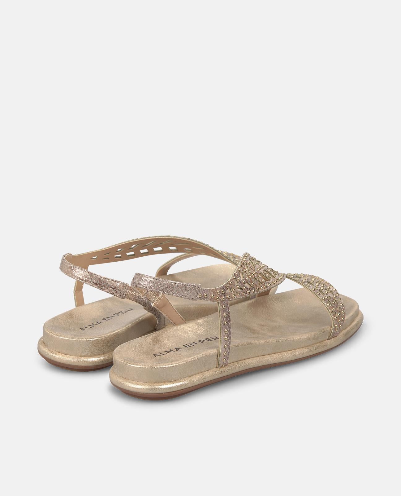 alma-en-pena-flat-sandal-flache-sandale-camel-mit-blatt-stickerei-2-cm image 3