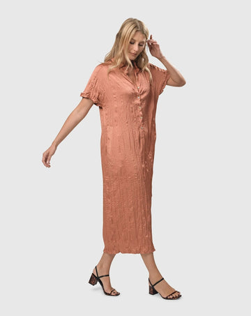 alembika-crinkle-maxi-shirtdress-coral-hemdblusenkleid image 5
