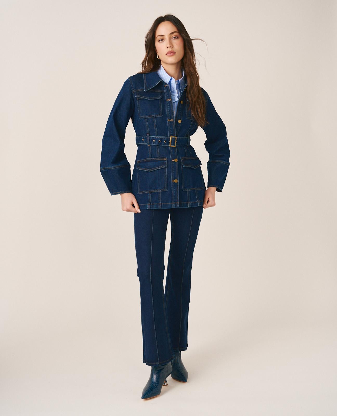 alma-en-pena-jeansjacke-f-r-damen-in-dunkelblau-mit-tailleng-rtel image 6