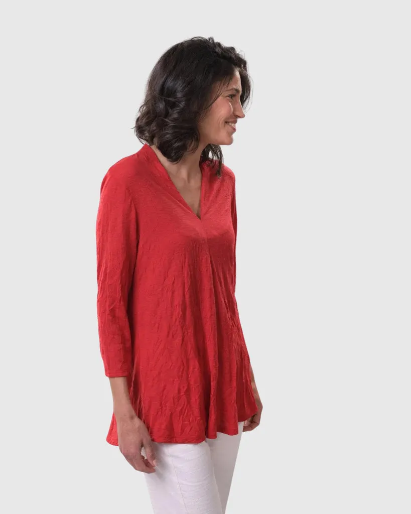 alembika-perfect-crinkle-top-rot-v-neck-dreiviertelarm image 1