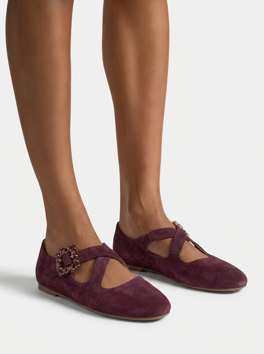 alma-en-pena-suede-dancing-ballerinas-bordeaux-mit-schnalle image 5