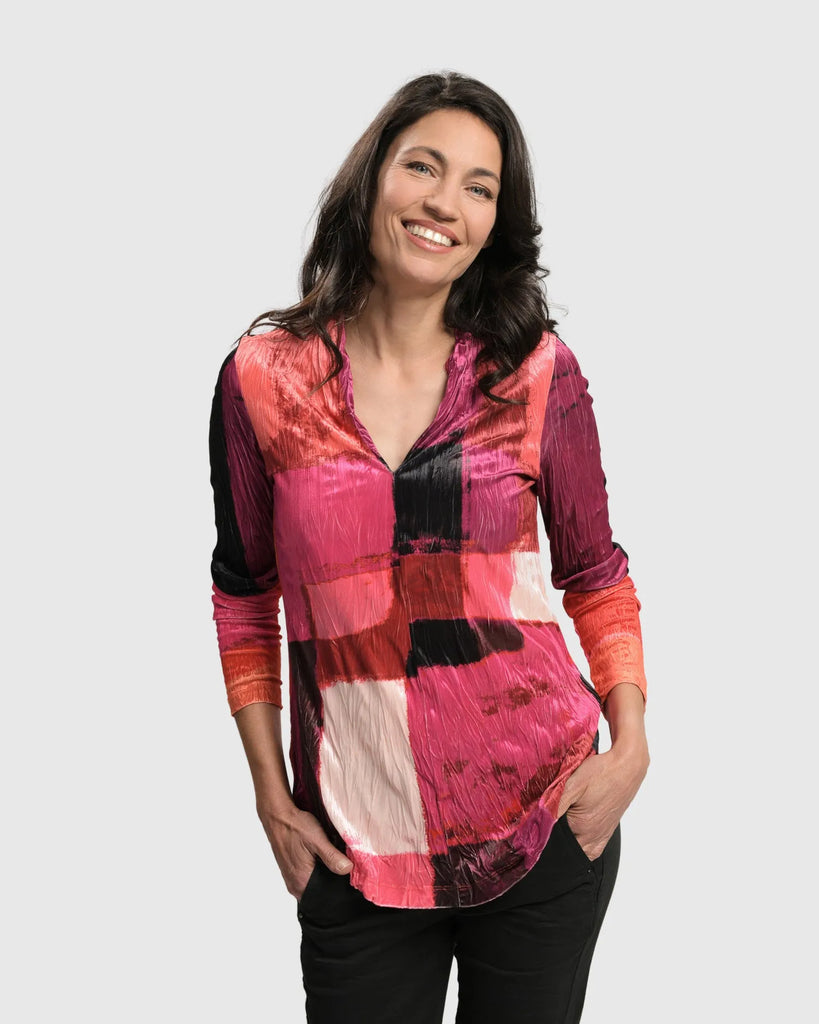 alembika-sunset-strip-v-neck-pullover-in-magenta image 1