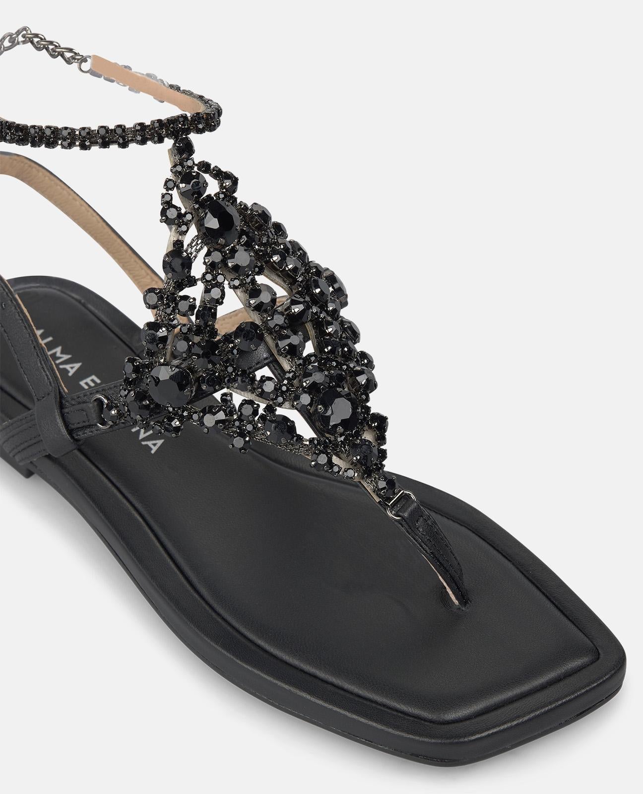 alma-en-pena-flache-riemchen-sandalen-schwarz-nappa-strass image 4