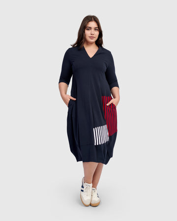 alembika-alyssa-cocoon-kleid-navy-midi-mit-taschen image 6