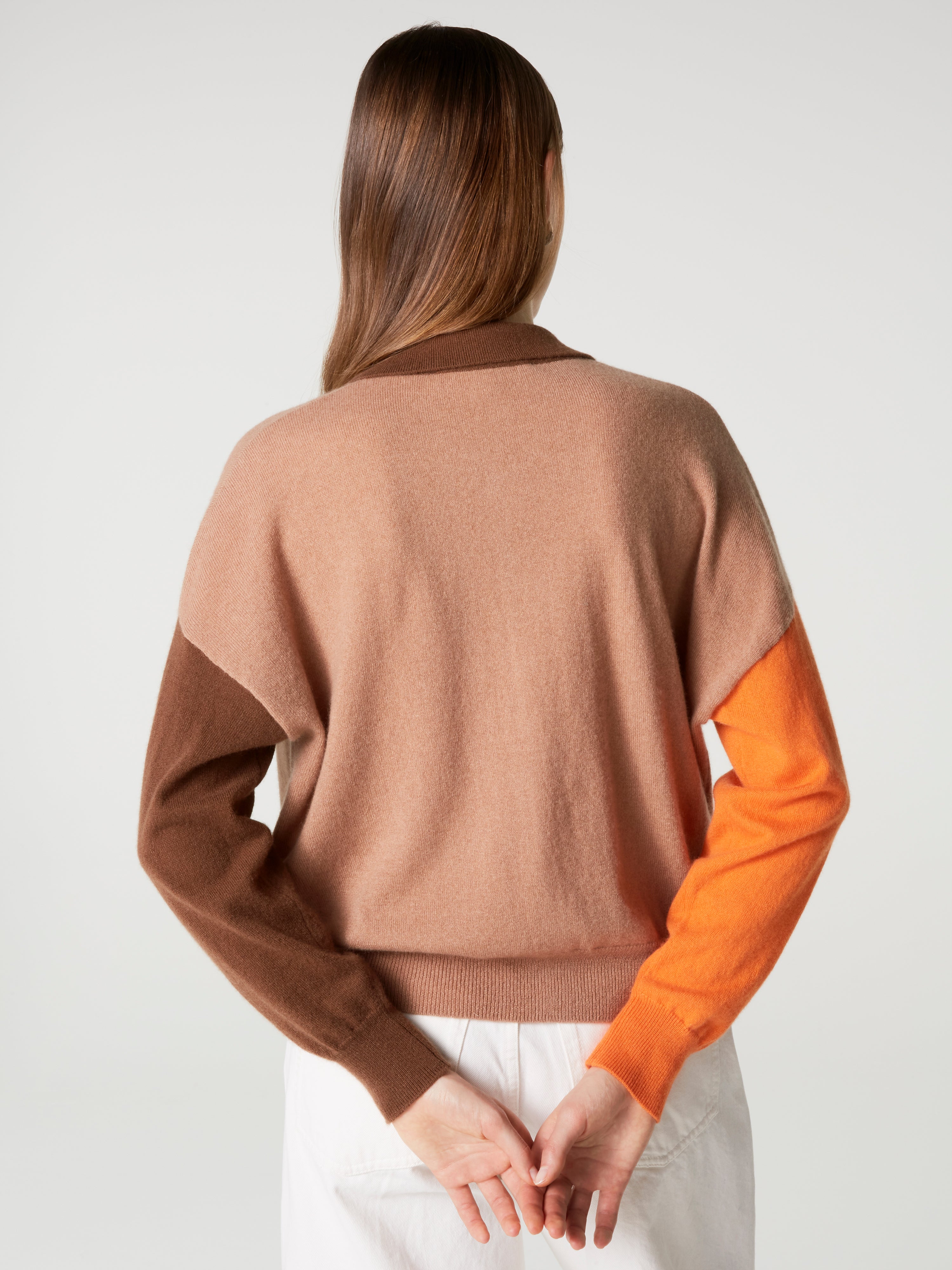 absolut-majura-fancy-damen-kaschmir-hemd-polo-kragen-bicolor-braun image 4
