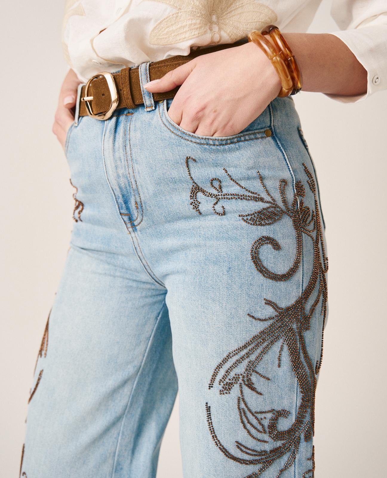 alma-en-pena-denim-pants-details-straight-leg-jeans-blau-mit-nieten image 4