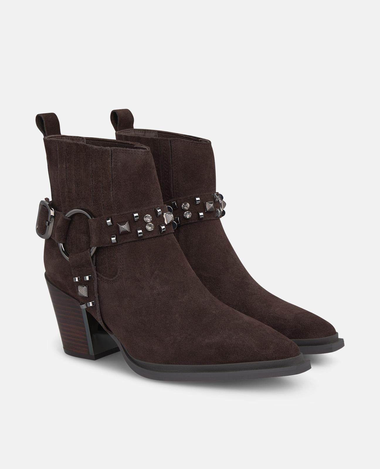 alma-en-pena-stiefelette-mit-nieten-8-cm-braun-spitz image 2