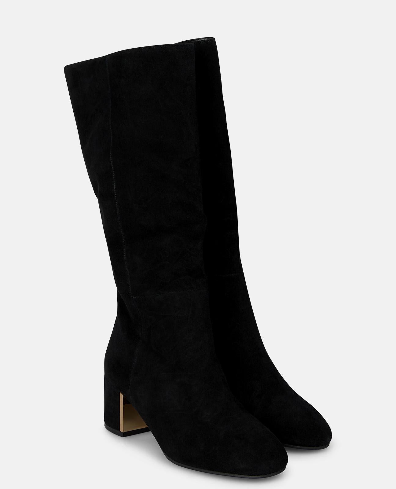 alma-en-pena-stiefel-wildleder-schwarz-rei-verschluss-5-5-cm-metallic-blockabsat image 2