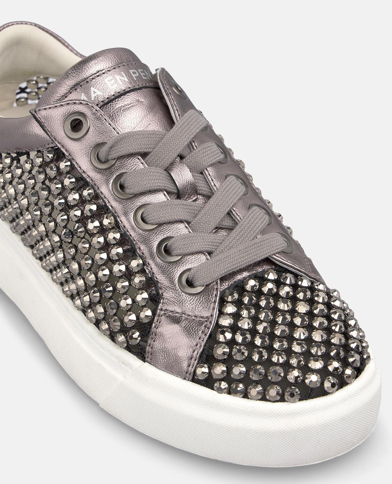 alma-en-pena-sport-sneaker-mit-strass-in-silber-plateau-3-5-cm image 4