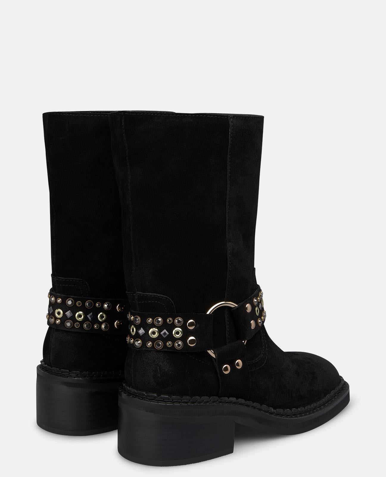 alma-en-pena-stiefelette-schwarz-velours-5-cm-blockabsatz image 3