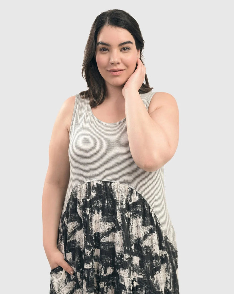 alembika-marble-crinkle-tank-maxi-kleid-schwarz image 1