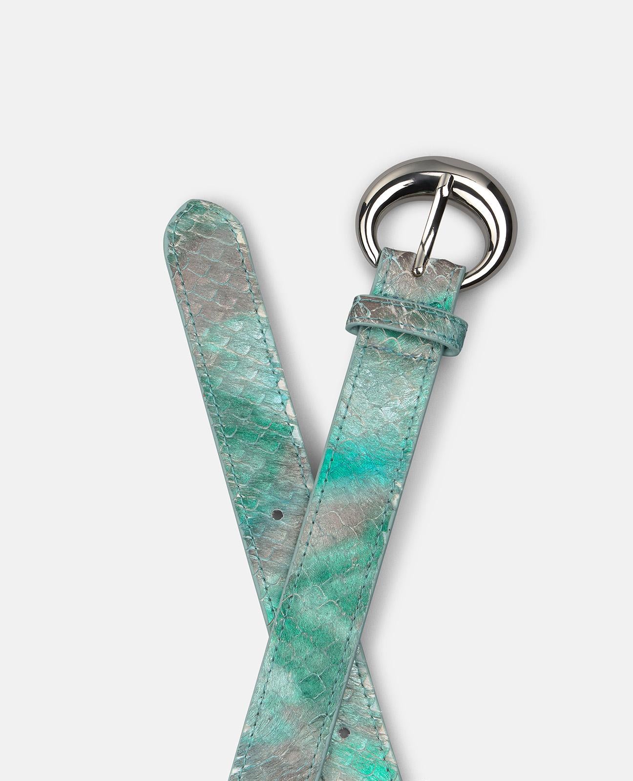alma-en-pena-g-rtel-blau-3-cm-echtleder-mit-runder-metallschnalle image 2