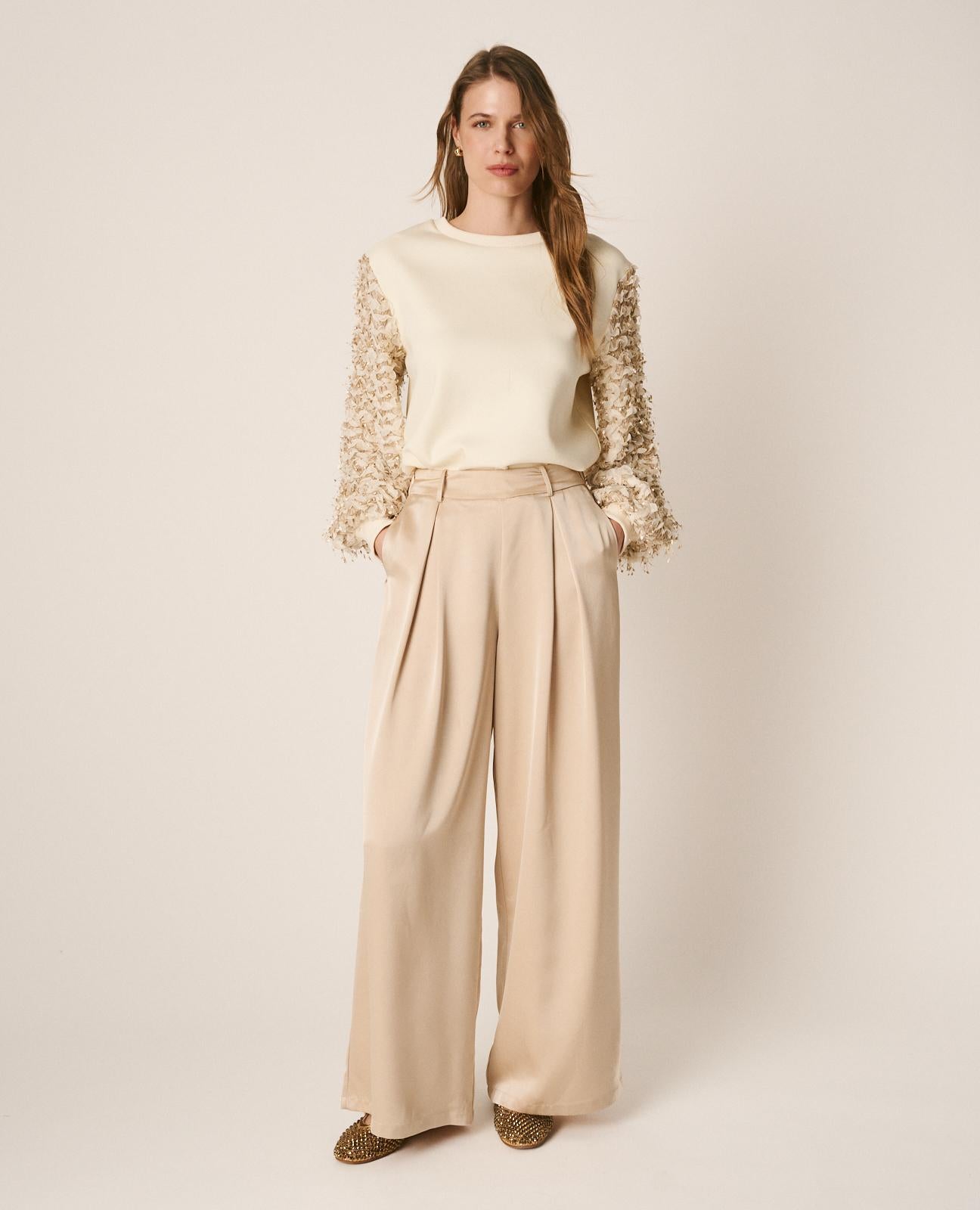 alma-en-pena-satin-pants-satinhose-high-waist-wide-leg-gold image 4