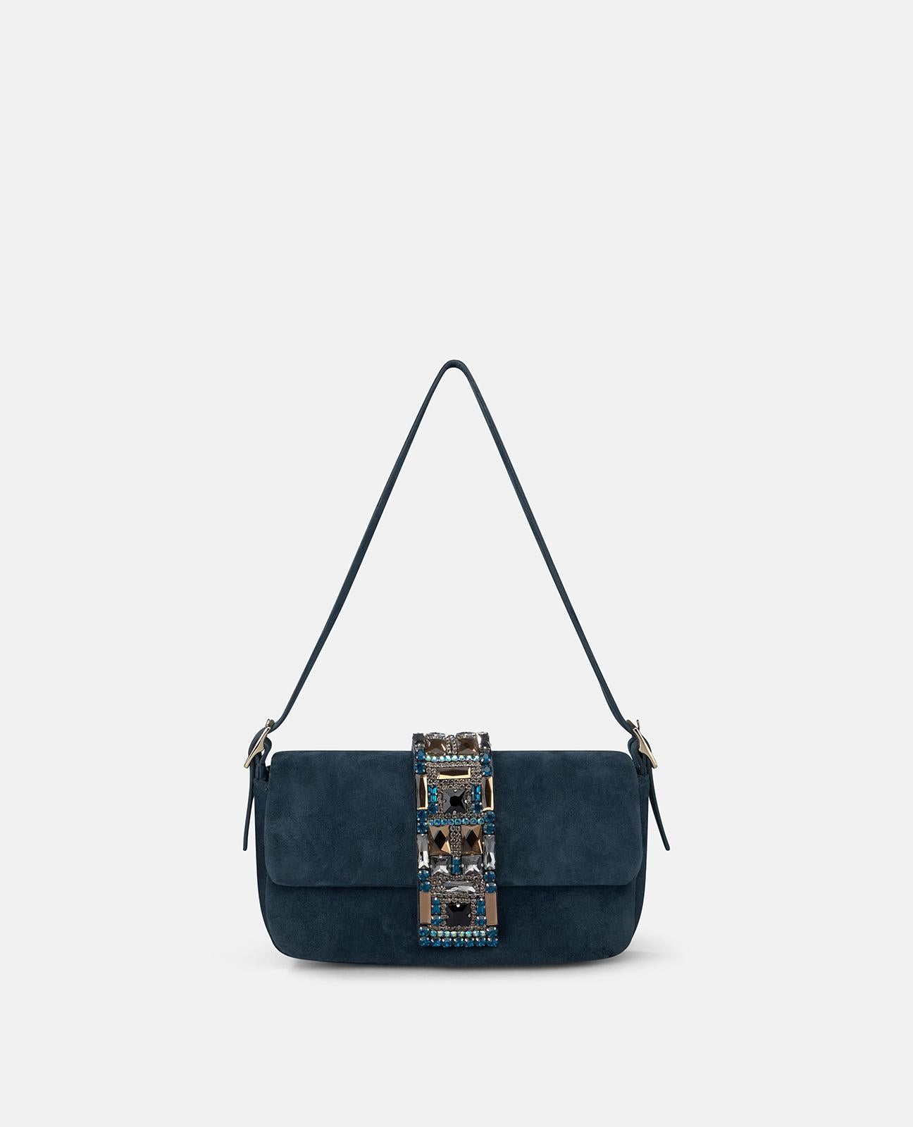 alma-en-pena-schultertasche-leder-strass-blau image 1