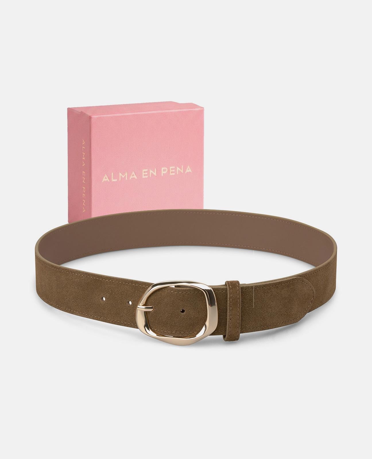 alma-en-pena-belt-with-round-buckle-4-cm-lederg-rtel-braun-runde-schnalle image 4