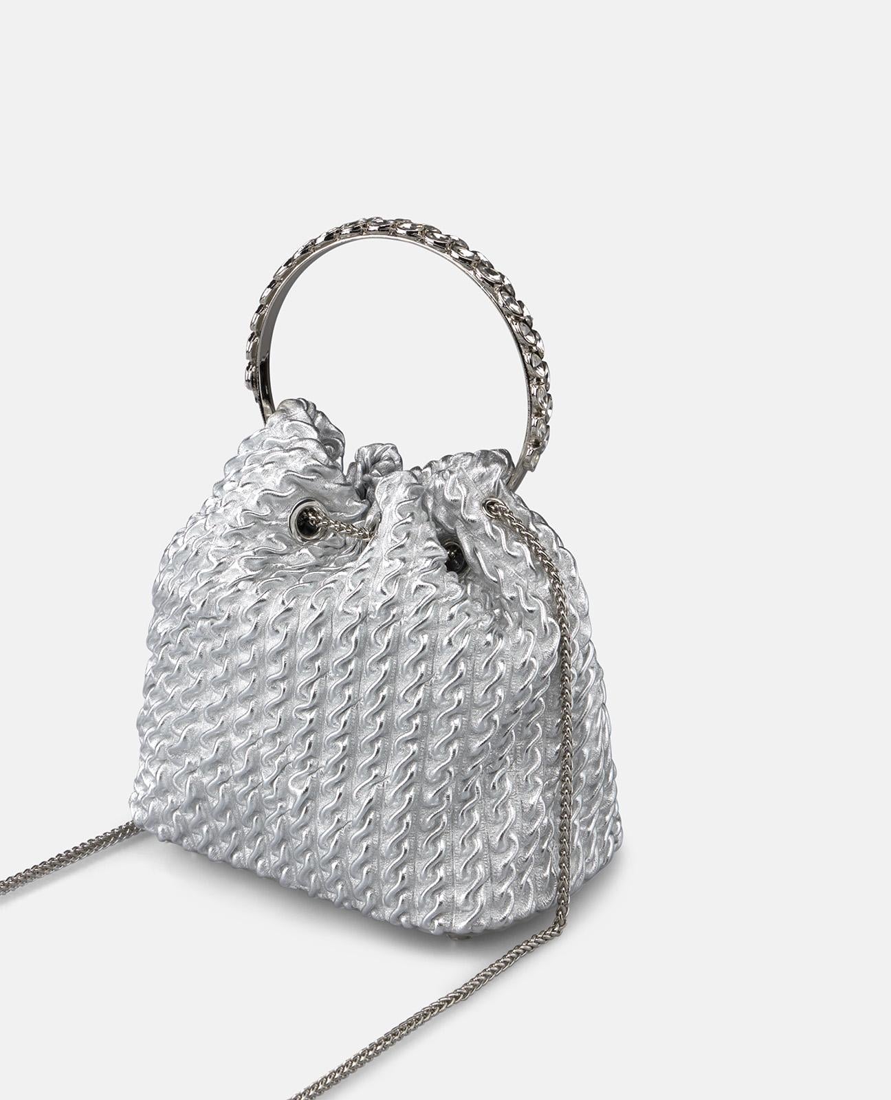 alma-en-pena-clutch-candy-silber-kroko-pr-gung-strassgriff-mit-kette image 5