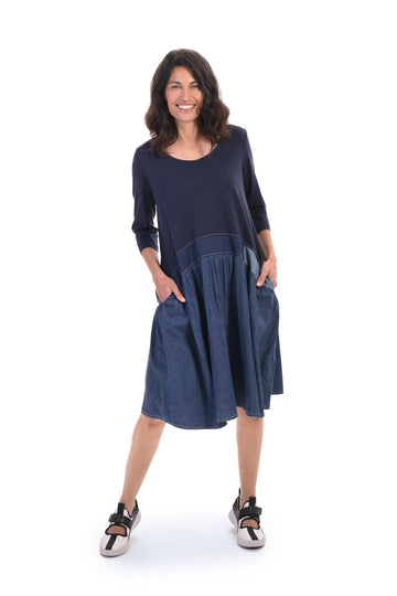 alembika-babydoll-denim-kleid-damen-braun-blau image 2