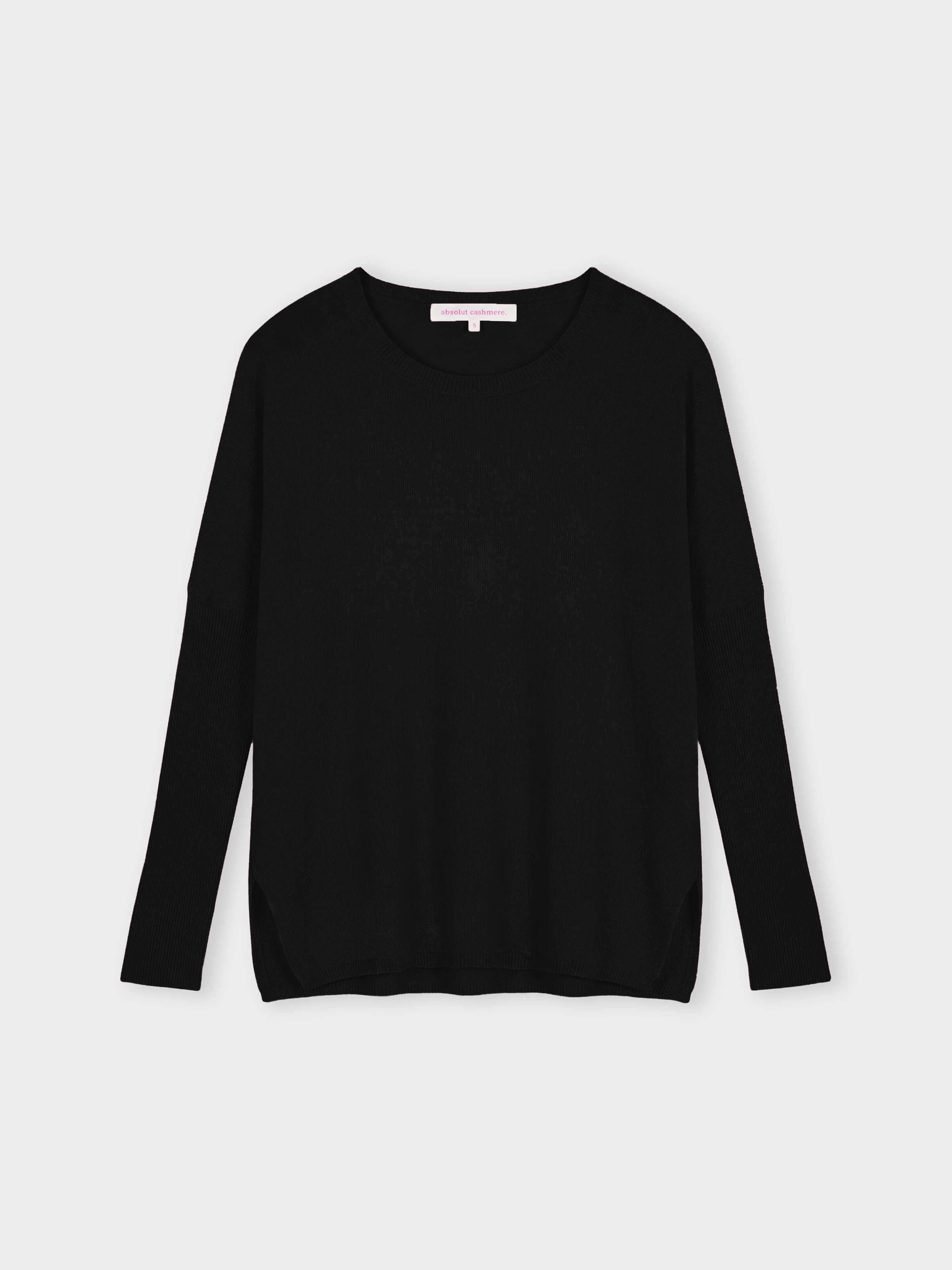 absolut-astrid-pullover-poncho-100-kaschmir-rundhals-langarm-schwarz image 1
