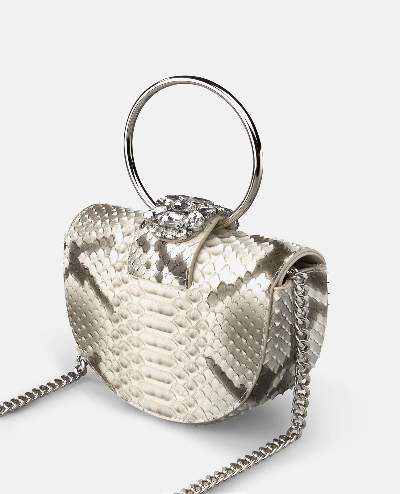 alma-en-pena-snake-shoulder-bag-halbmond-leder-grau image 4