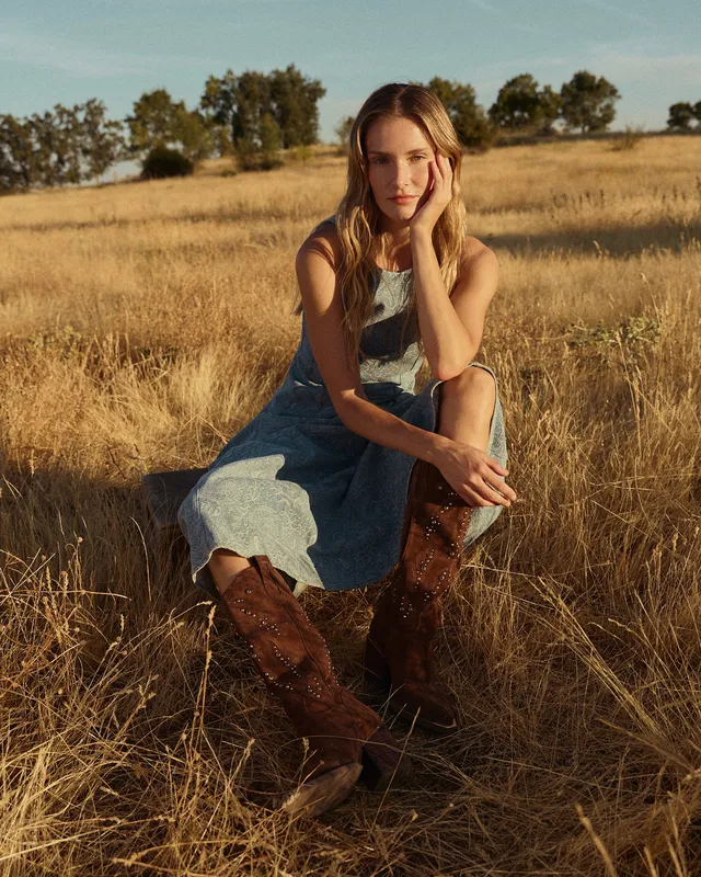alma-en-pena-cowboy-boots-wildleder-camel-7-5-cm image 1