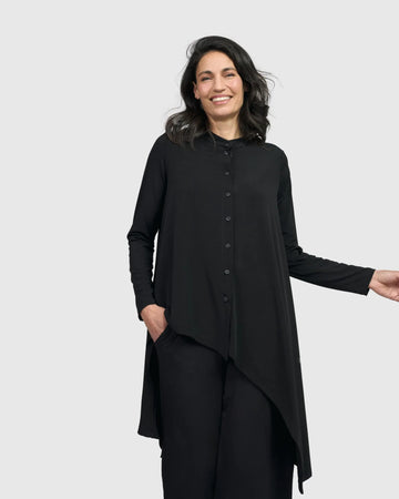 alembika-essential-hi-lo-button-down-top-schwarz image 8