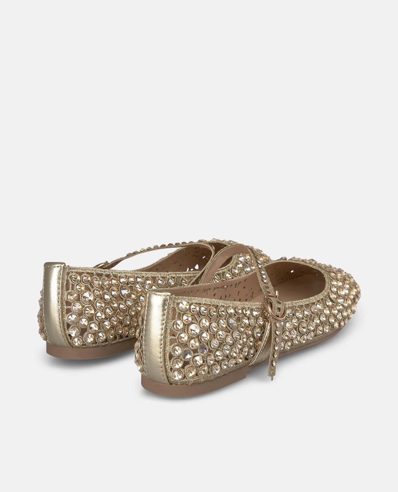 alma-en-pena-metallic-ballerinas-gold-mit-nieten-spitz image 3