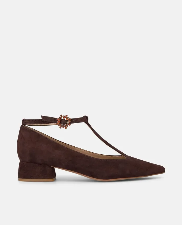 alma-en-pena-leder-pumps-mit-schnalle-braun-t-riemen-3-5-cm-absatz image 1