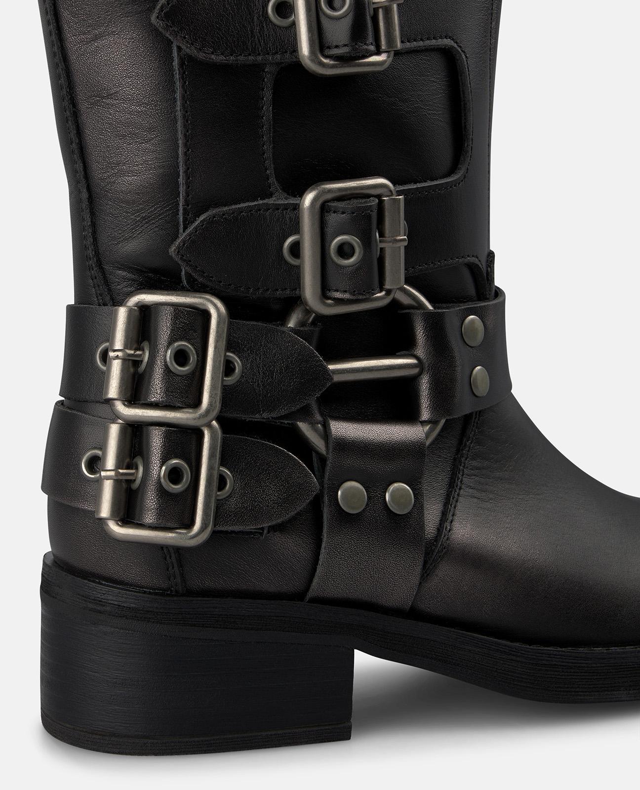 alma-en-pena-63932-leder-stiefel-mit-schnallen-silber-grau-4-5-cm-blockabsatz image 4