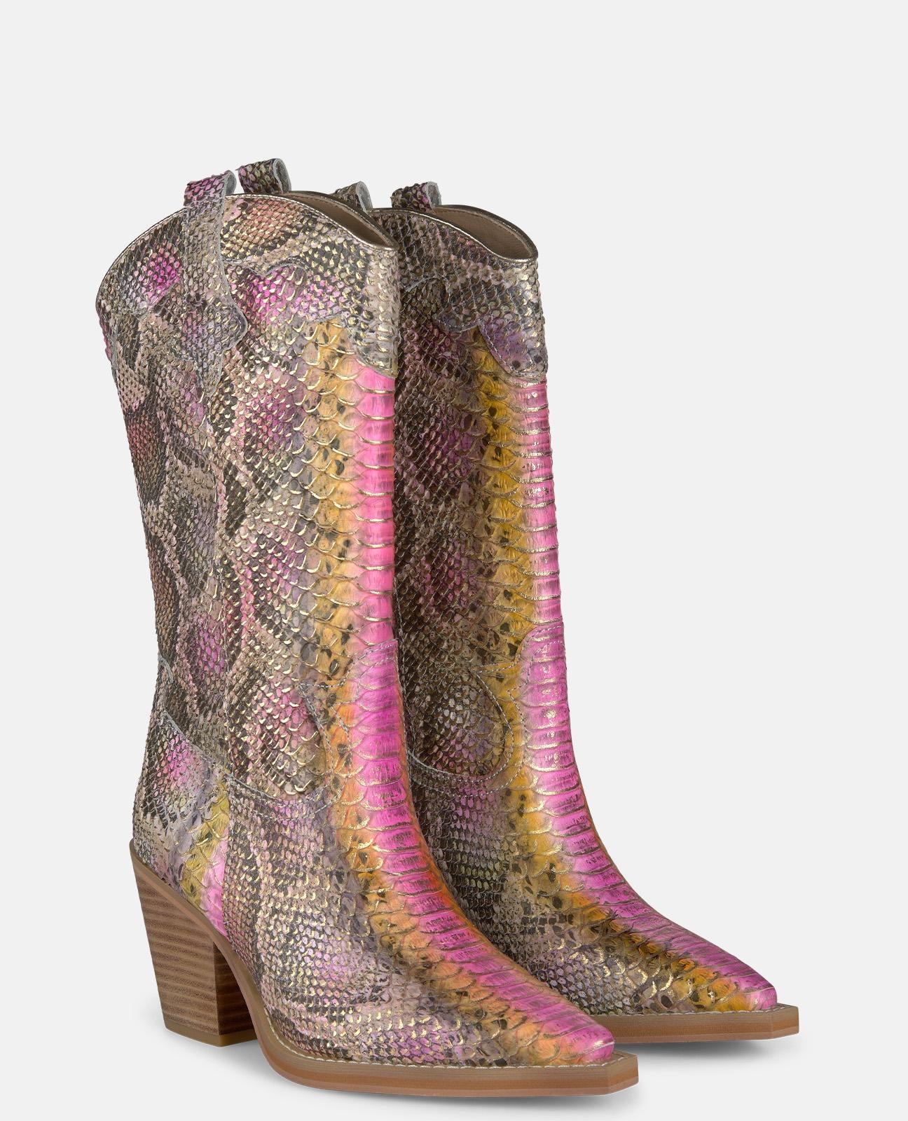 alma-en-pena-medium-country-boot-stiefel-rosa-schlangenoptik-7-cm image 2