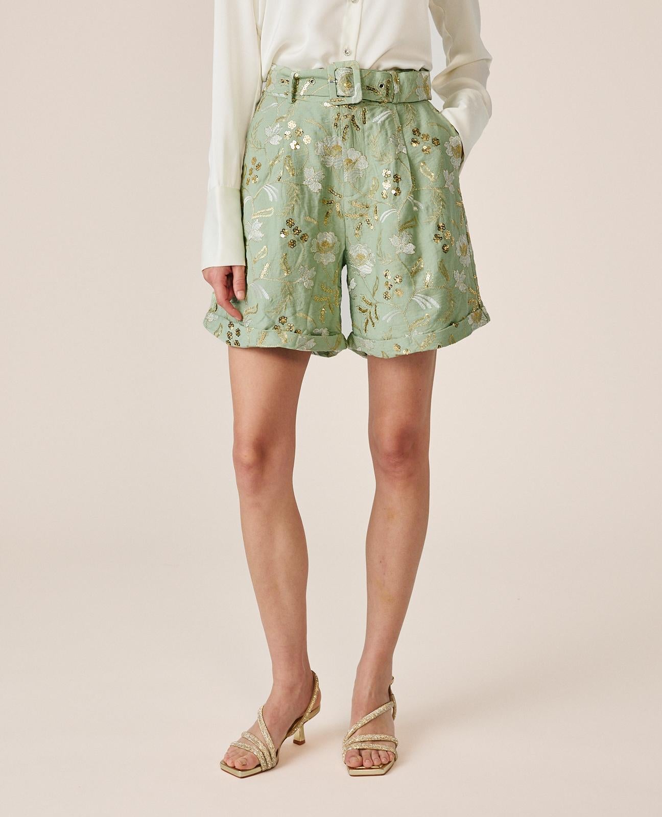 alma-en-pena-high-waist-shorts-mit-stickerei-gr-n image 3