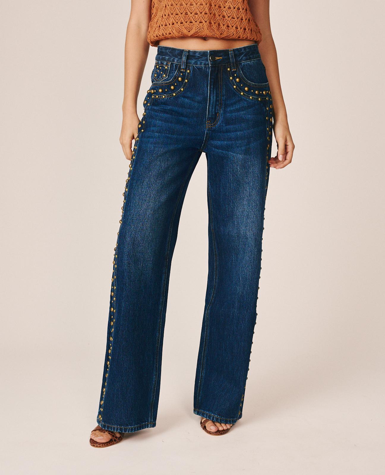 alma-en-pena-metallic-stud-jeans-straight-leg-high-rise-damen image 5