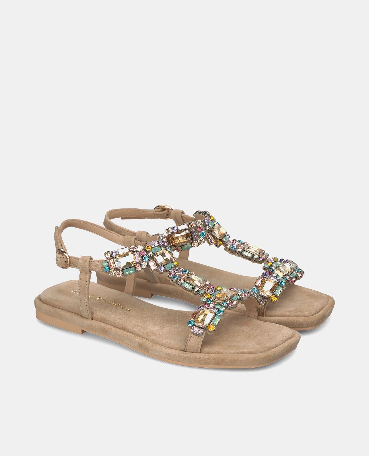 alma-en-pena-flachsandale-eckig-mit-strass-1-cm image 2