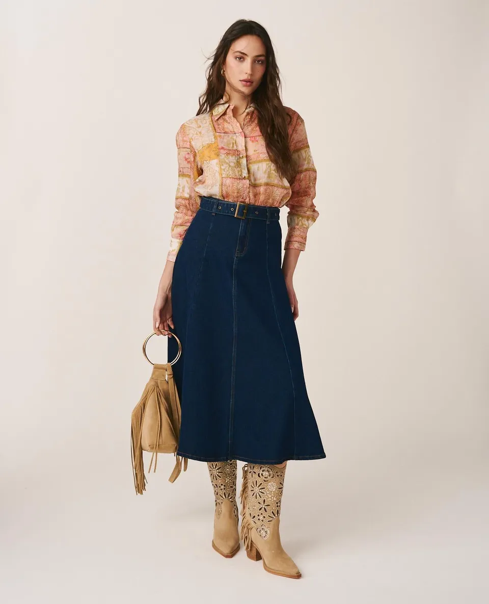 alma-en-pena-denim-skirt-jeansrock-damenrock-dunkelblau-mit-g-rtel image 1