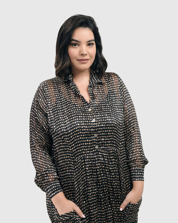 alembika-mist-crinkle-midikleid-coffee-black image 2