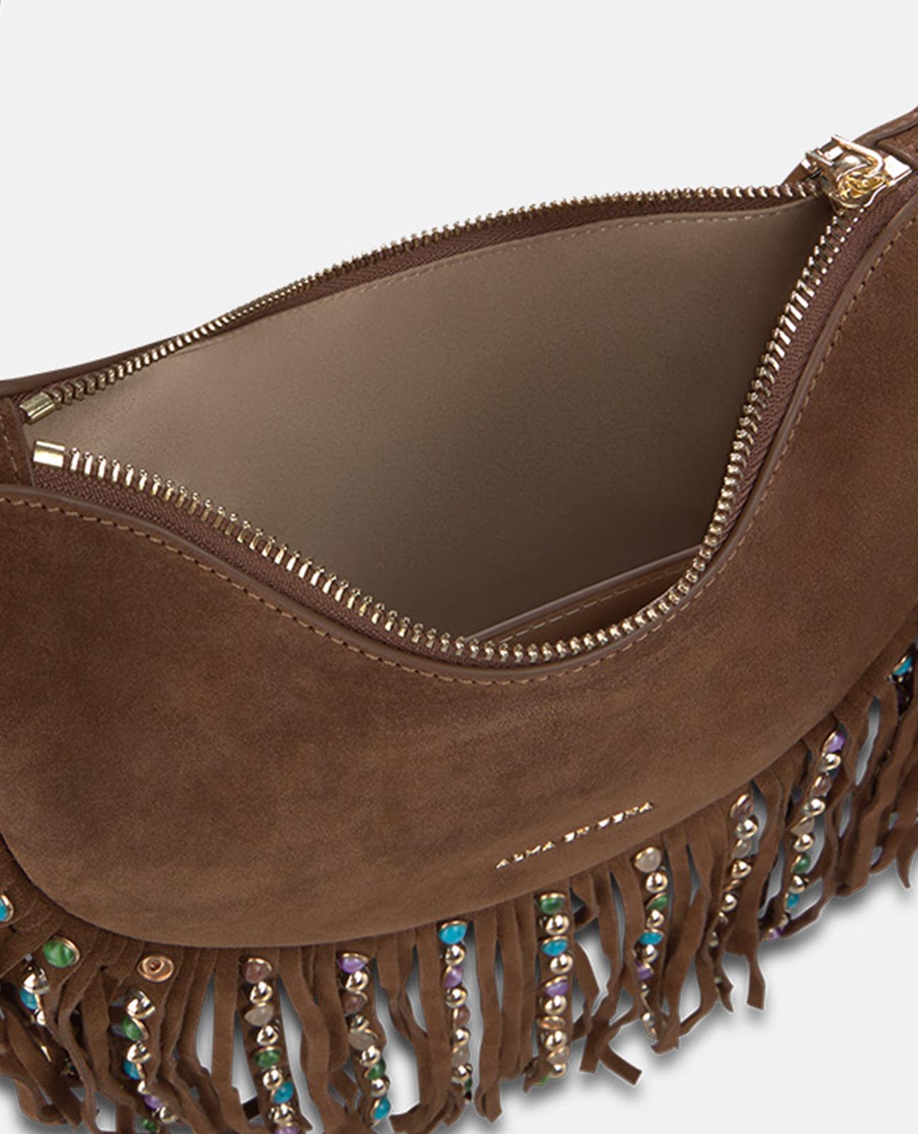 alma-en-pena-alfa-64795-halbmond-tasche-aus-leder-mit-fransen-camel image 6