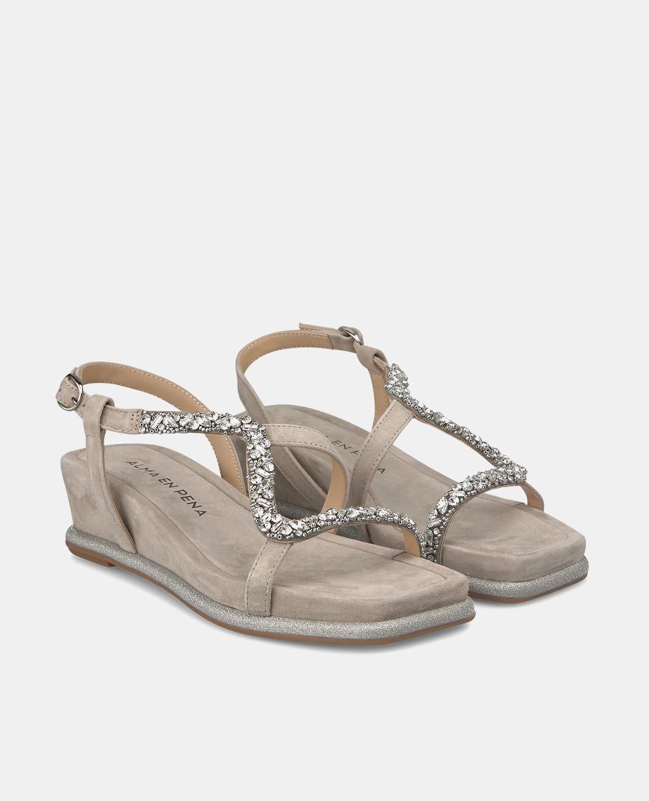 alma-en-pena-glitter-midsole-wedge-keil-sandale-grau-5-cm-mit-strass-riemen image 2