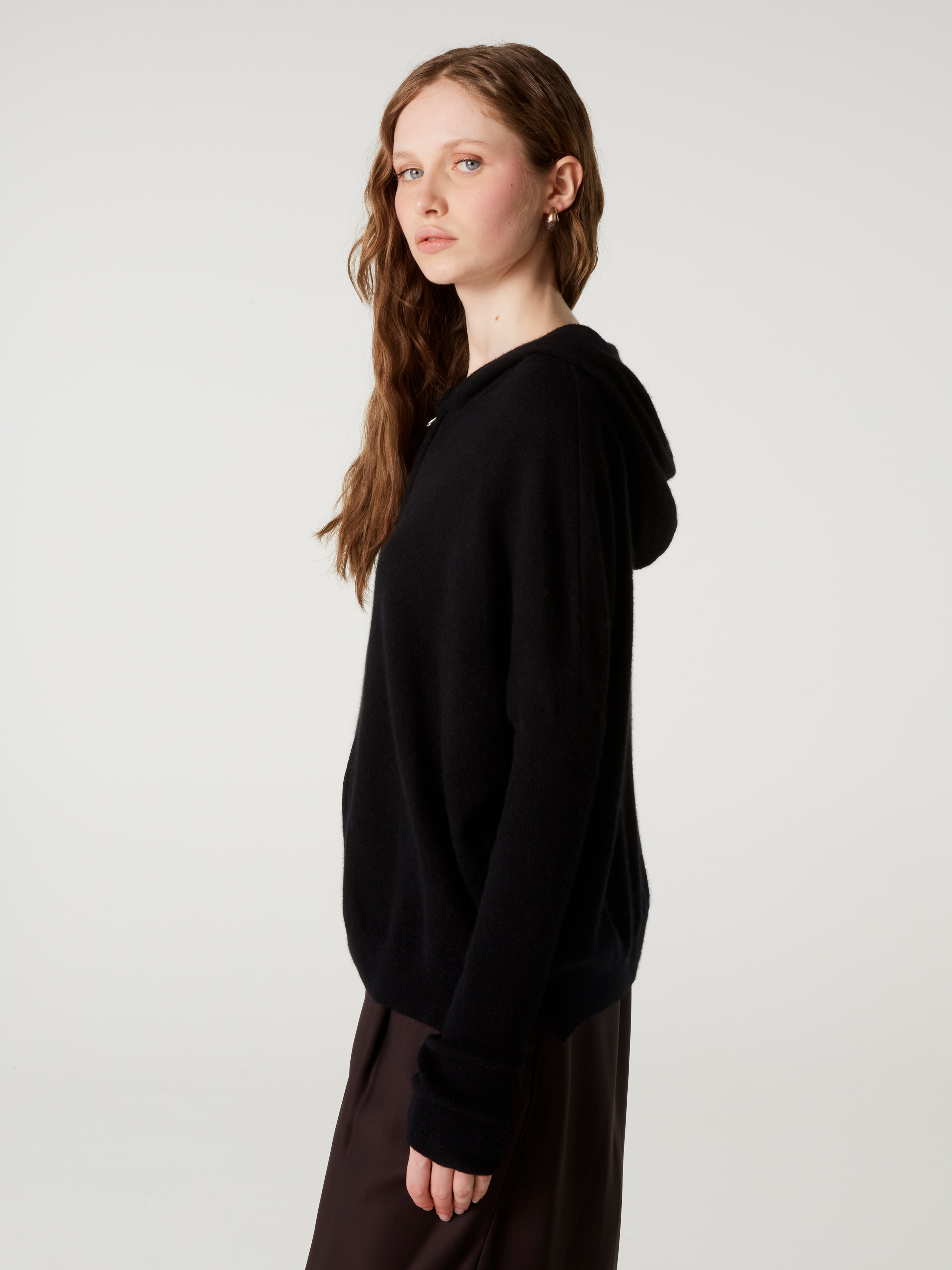 absolut-opale-damen-kaschmir-poncho-cardigan-kapuze-zip-schwarz image 3