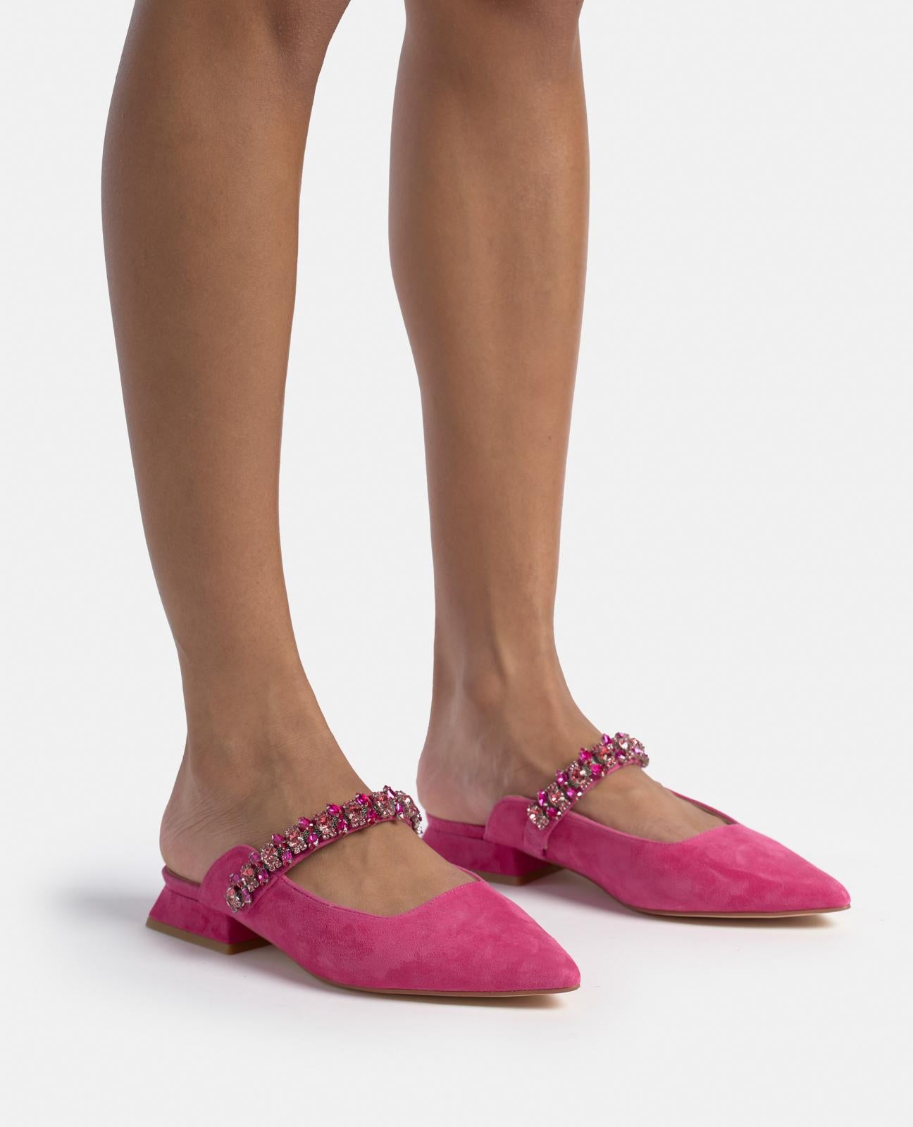 alma-en-pena-mule-fuchsia-spitz-mit-strass-riemen-2-cm image 4