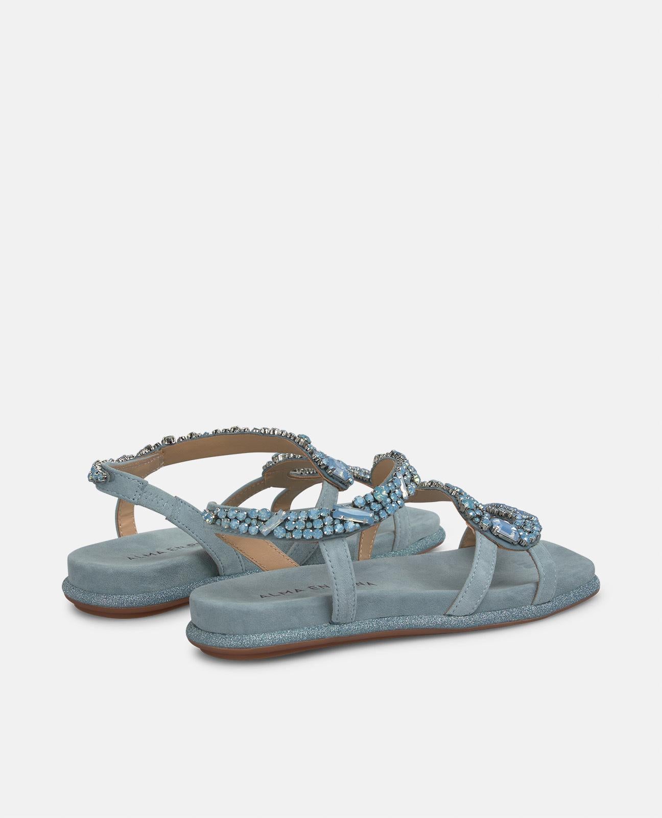 alma-en-pena-flat-snake-sandalen-mit-strass-hellblau image 3