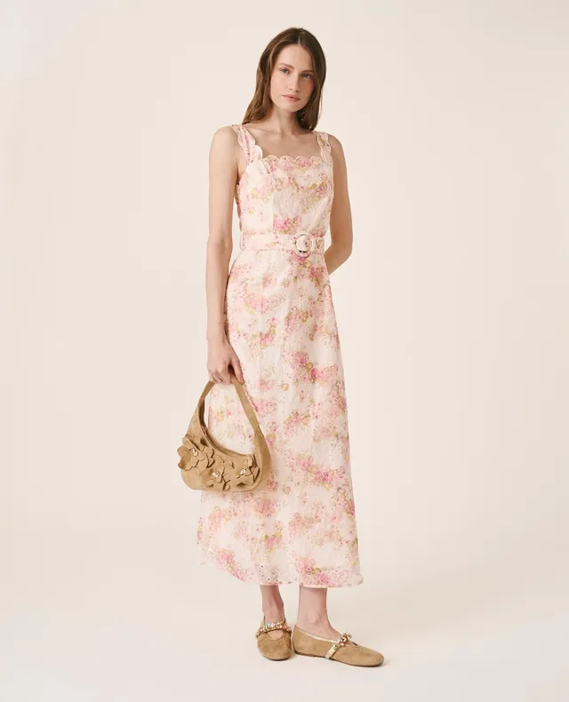 alma-en-pena-maxikleid-lang-rosa-floral-mit-stickerei-und-g-rtel-s image 1