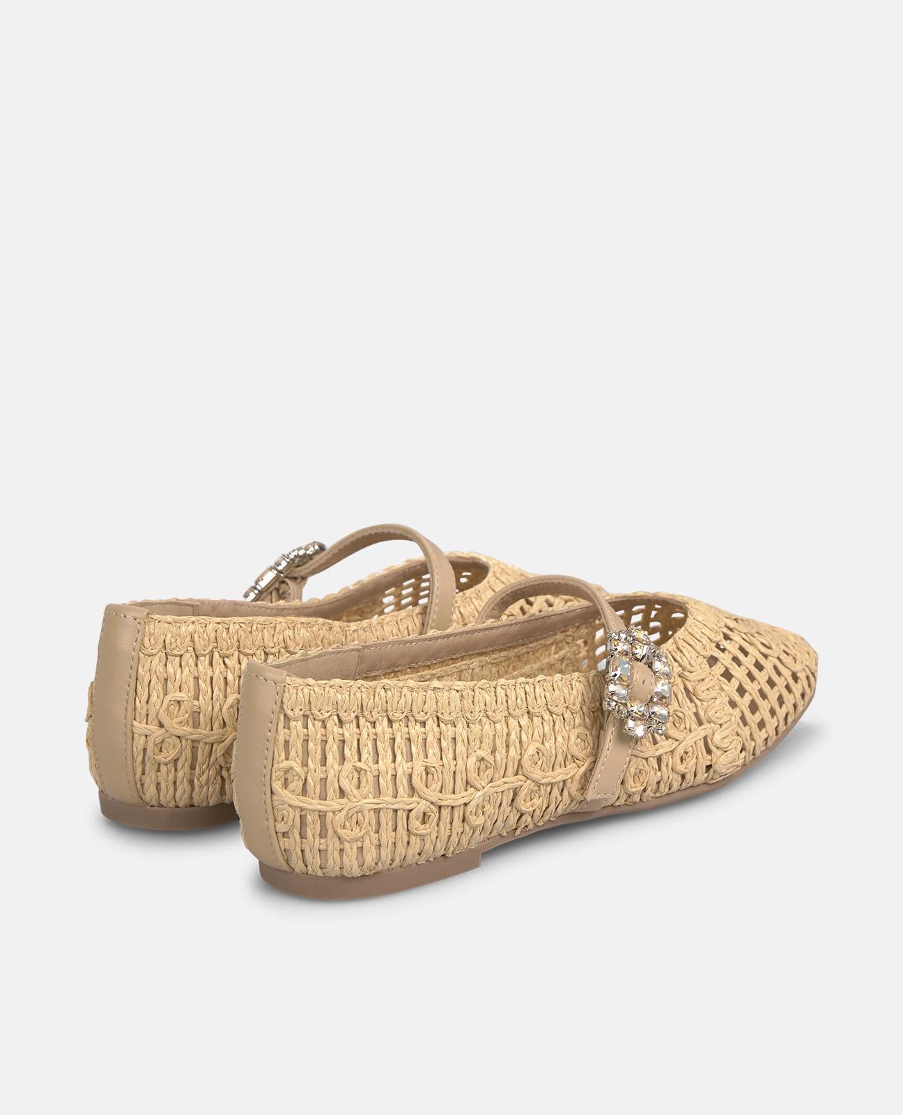 alma-en-pena-rafia-ballerina-spitze-ballerinas-mit-schmuck-schnalle-beige image 4