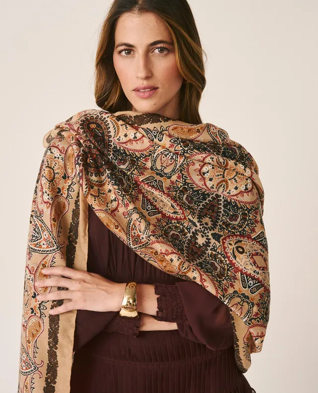 alma-en-pena-rechteckschal-paisley-camel image 1