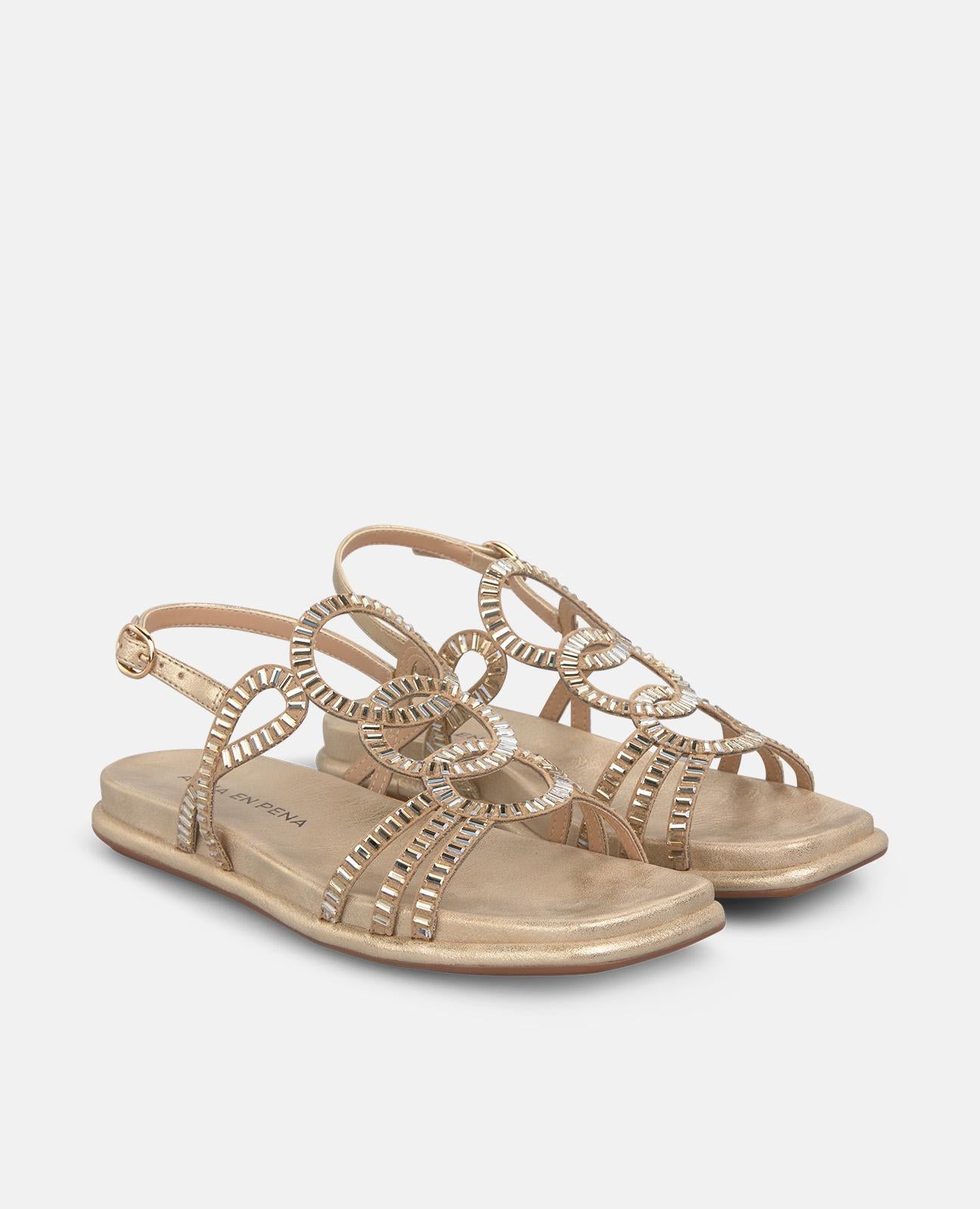 alma-en-pena-sandalen-flach-gold-metallic-riemchen-2-5-cm-plateau image 2