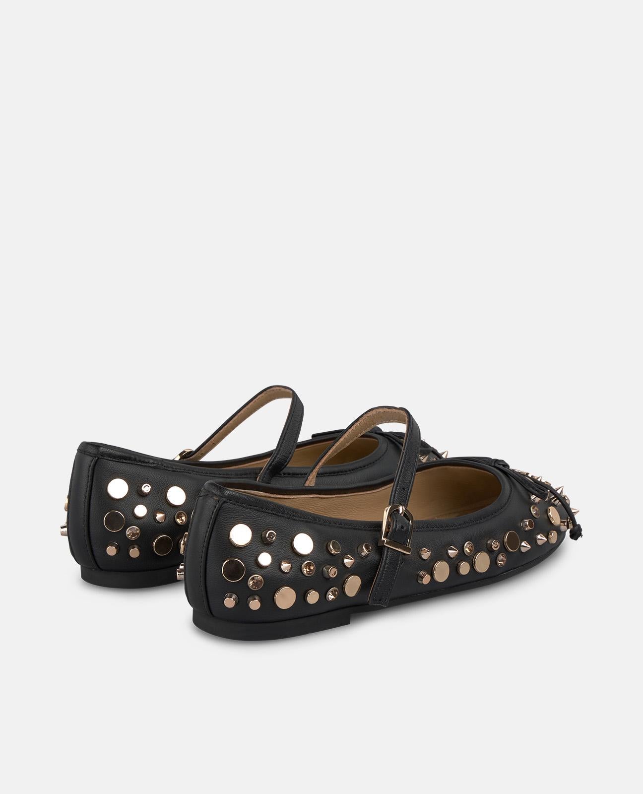 alma-en-pena-ballerina-lazo-tachas-nieten-ballerina-schwarz-mit-schleife-0-8-cm image 3