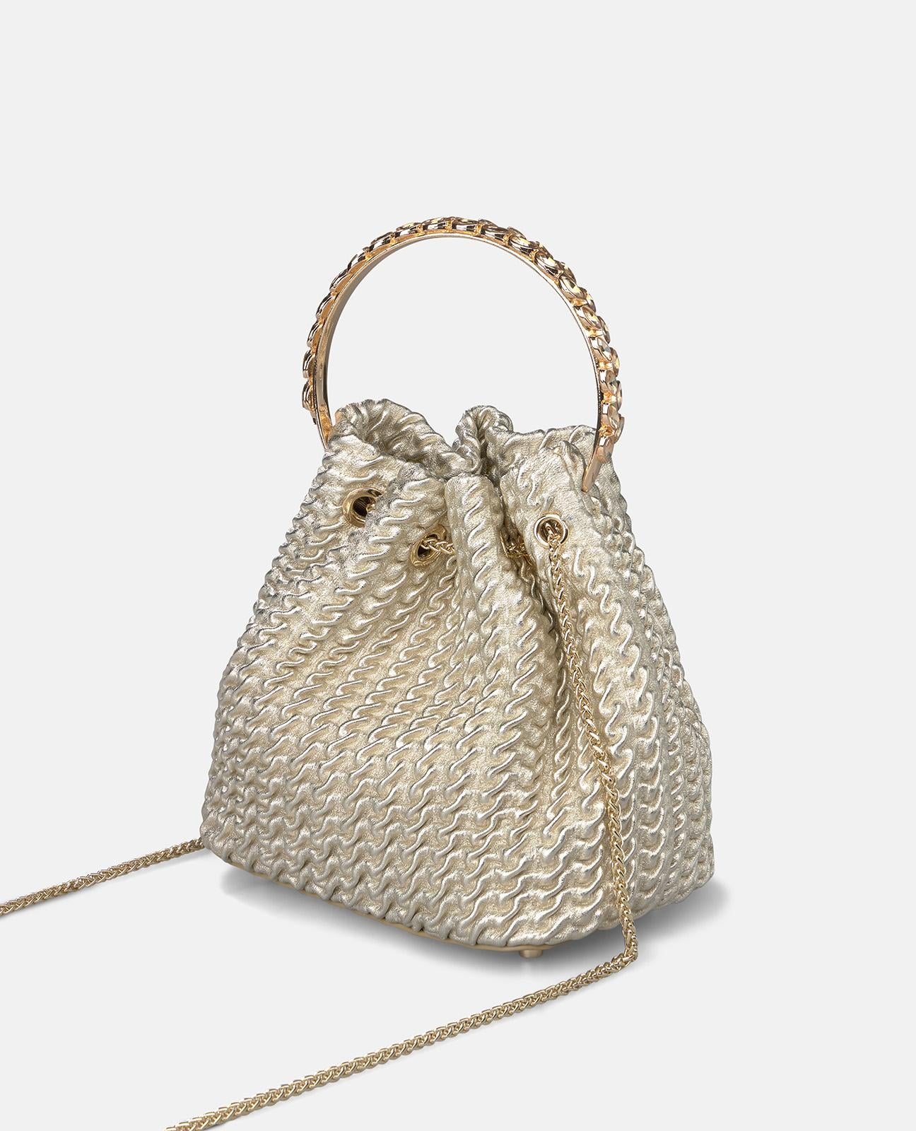 alma-en-pena-embossed-candy-bag-clutch-gold-leder-mit-kette image 4
