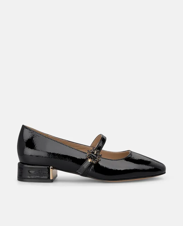 alma-en-pena-patent-leather-flats-schwarz-mit-blumenschnalle-und-3-cm-absatz image 1